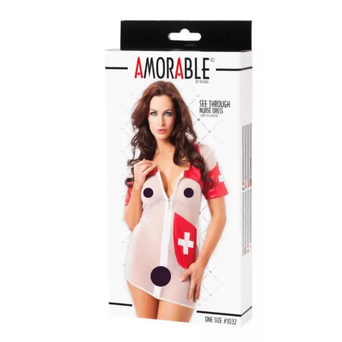 AMORABLE – Ápolónő jelmez, piros-fehér, egy méret
