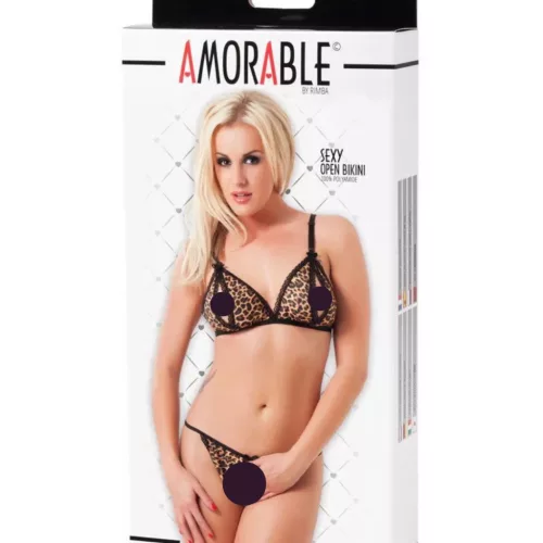 AMORABLE – Nyitott melltartó szett, leopárd mintás, egy méret