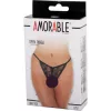 AMORABLE – Nyitott tanga, fekete, csipkés fazon, egy méret