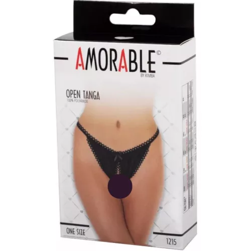 AMORABLE – Nyitott tanga, fekete, elegáns fazon, egy méret