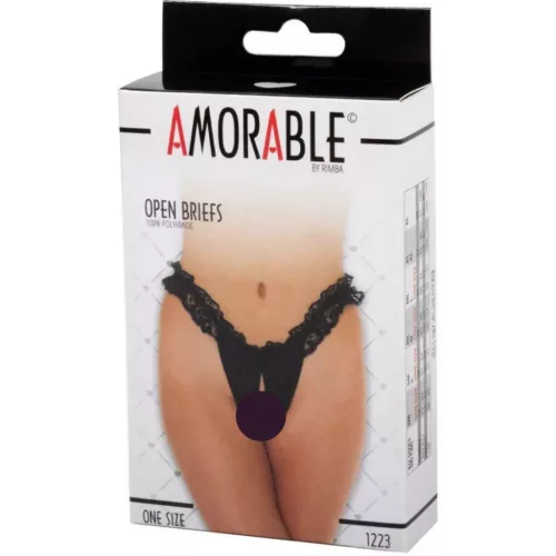 AMORABLE – Nyitott slip bugyi, fekete, egy méret
