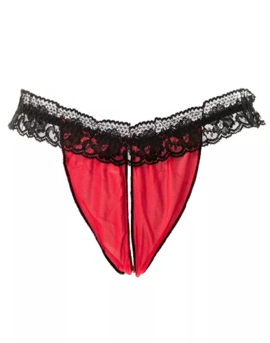 AMORABLE – Nyitott slip bugyi, fekete-piros, egy méret