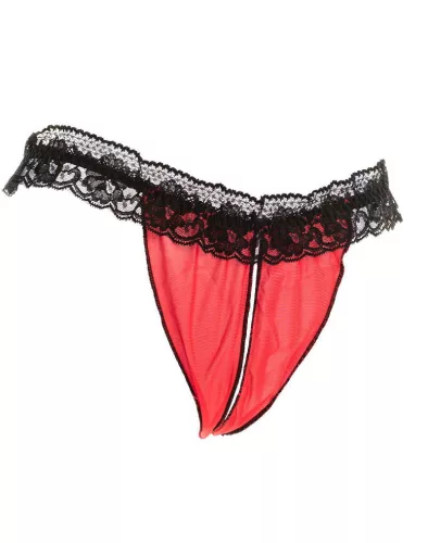 AMORABLE – Nyitott slip bugyi, fekete-piros, egy méret