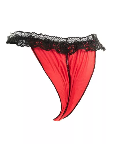 AMORABLE – Nyitott slip bugyi, fekete-piros, egy méret