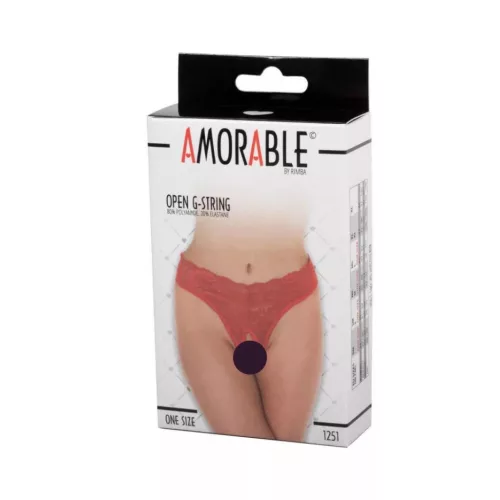 AMORABLE – Átlátszó nyitott zsinórtanga, piros, egy méret