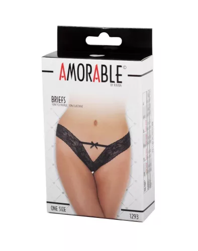 AMORABLE – Csipkés szexi bugyi masnival és pánttal, fekete, egy méret
