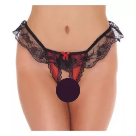 AMORABLE – Nyitott tanga, fekete-piros, egy méret