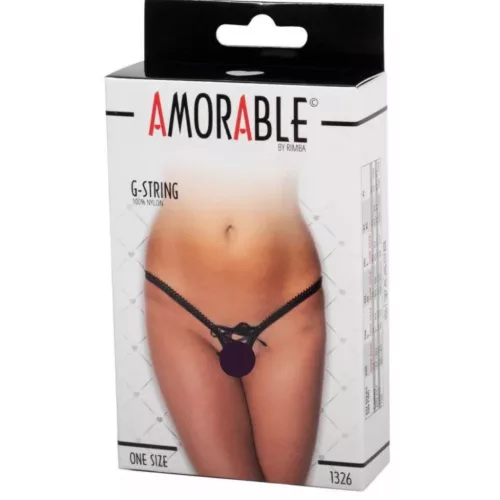 AMORABLE – Csipkés zsinórtanga, fekete, egy méret