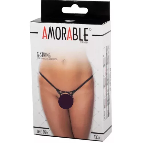 AMORABLE – Szexi nyitott zsinórtanga, fekete, egy méret