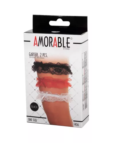 AMORABLE – Szexi harisnyakötő szett, 2 db, fekete, egy méret