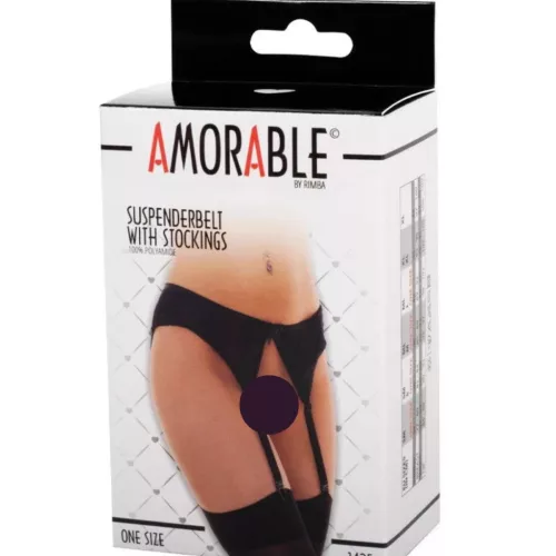 AMORABLE – Harisnyatartó szett harisnyával, fekete, szexi, egy méret