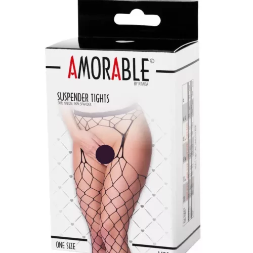 AMORABLE – Hálós nyitott harisnyanadrág, fekete, egy méret