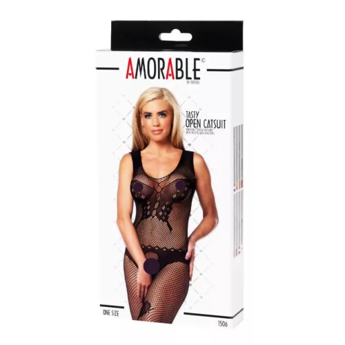 AMORABLE – Nyitott cicaruha pillangó mintával, fekete, egy méret