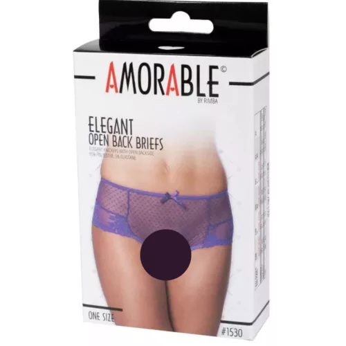 AMORABLE – Nyitott hátú csipkés női bugyi, lila, egy méret