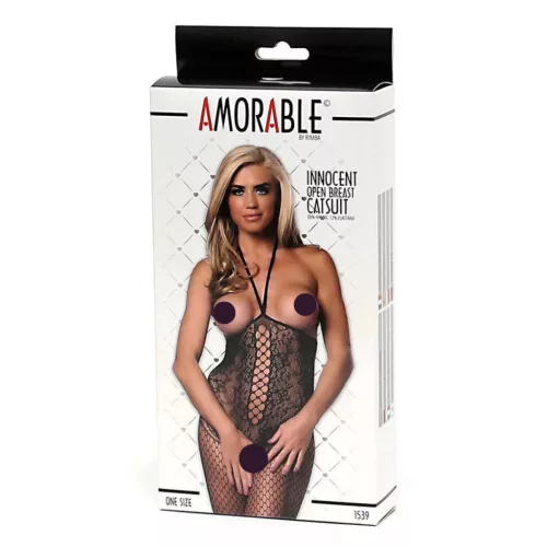 AMORABLE – Nyitott mellrészű cicaruha, fekete, egy méret
