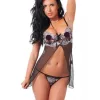 AMORABLE – Átlátszó babydoll szett merevítős melltartóval és bugyival, fekete-fehér, egy méret