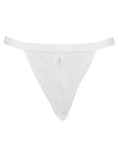 AMORABLE – Átlátszó férfi tanga cipzárral, fehér, egy méret