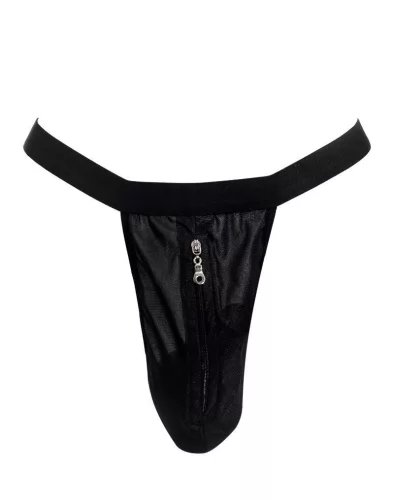 AMORABLE – Férfi áttetsző tanga cipzárral, fekete, egy méret