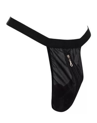 AMORABLE – Férfi áttetsző tanga cipzárral, fekete, egy méret