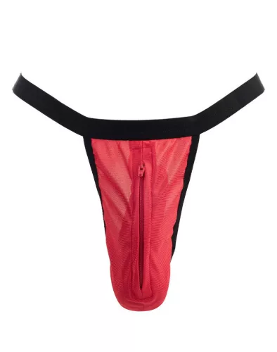 AMORABLE – Férfi áttetsző tanga cipzárral, piros, egy méret