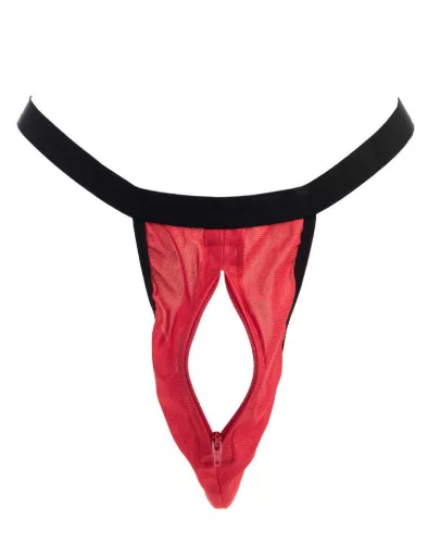 AMORABLE – Férfi áttetsző tanga cipzárral, piros, egy méret
