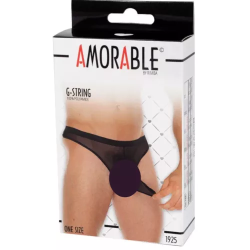 AMORABLE – Átlátszó férfi tanga extra pénisztartóval, fekete, egy méret