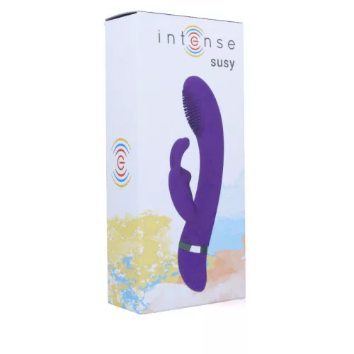 INTENSE – Susy szilikon nyuszis vibrátor oszcilláló „ujj” funkcióval, lila