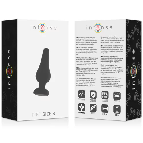 INTENSE – Pipo szilikon anál plug, kúpos forma, fekete, 10 cm