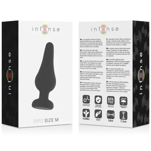 INTENSE – Pipo szilikon anál plug, kúpos forma, fekete, 11 cm