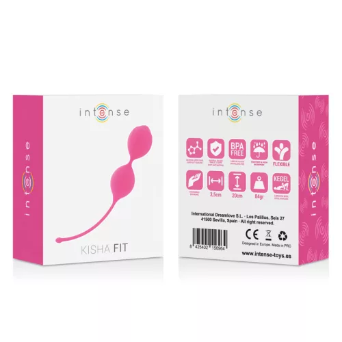 INTENSE – Kisha kegel tréninggolyók, medencefenék-izom erősítéshez, 84 g, 20 cm, fukszia