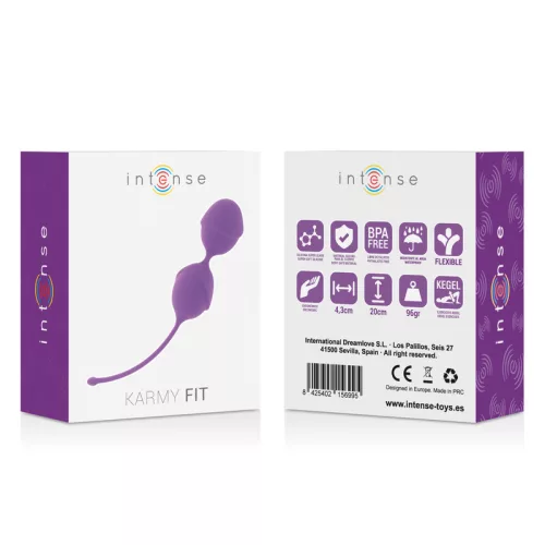 INTENSE – Karmy kegel gésagolyók, szilikon, 4,3 x 20 cm, 96 g, lila