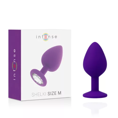 INTENSE – Shelki kristállyal díszített szilikon anál plug, 8 cm, lila