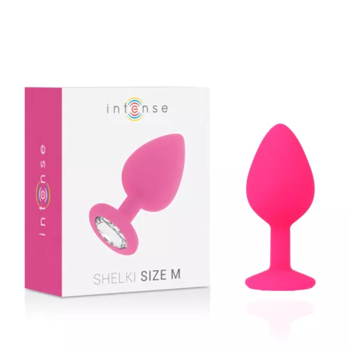 INTENSE – Shelki kristállyal díszített szilikon anál plug, 8 cm, fukszia