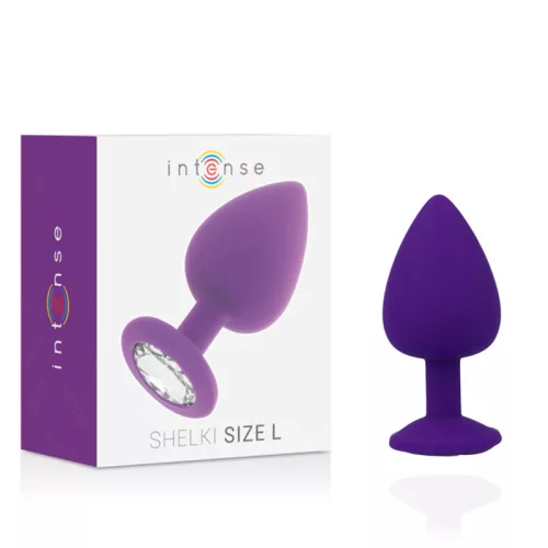 INTENSE – Shelki kristállyal díszített szilikon anál plug, 9,2 cm, lila