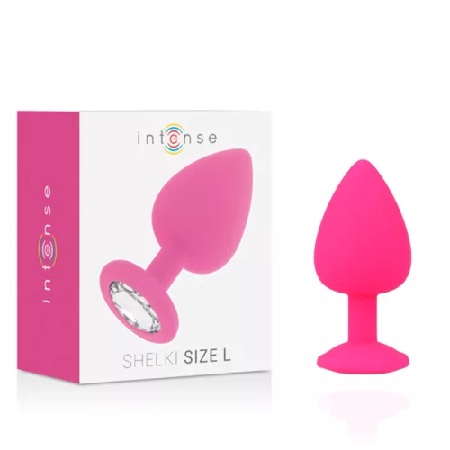 INTENSE – Shelki kristállyal díszített szilikon anál plug, 9,2 cm, fukszia