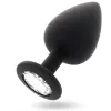 INTENSE – Shelki kristállyal díszített szilikon anál plug, 9,2 cm, fekete