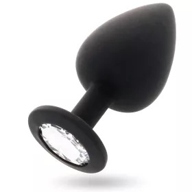  INTENSE – Shelki kristállyal díszített szilikon anál plug, 9,2 cm, fekete
