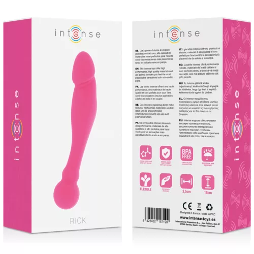INTENSE – Rick kétvégű szilikon intim masszírozó, rózsaszín, 18 cm