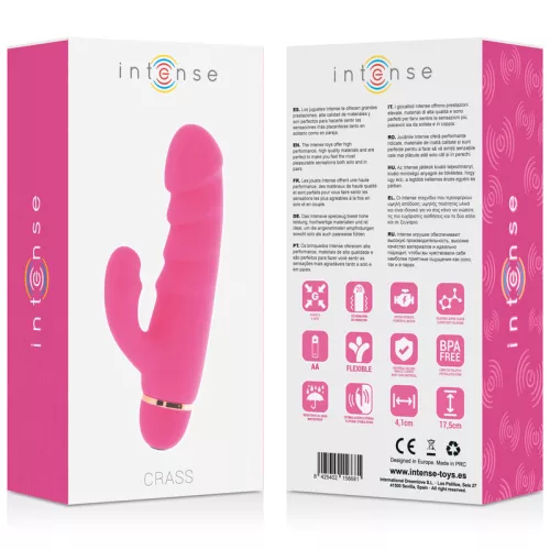 INTENSE – Crass G-pont és klitorisz stimulátoros szilikon vibrátor, 20 rezgésmód, rózsaszín