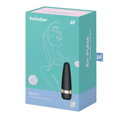 SATISFYER - Pro 3+ léghullámos csiklóizgató, újratölthető, fekete színben