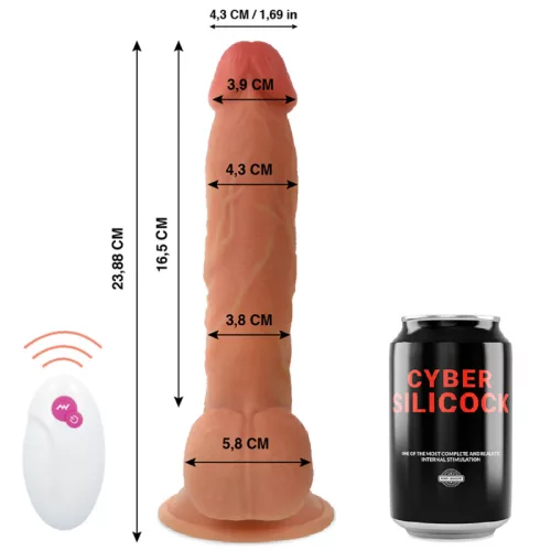 CYBER SILICOCK – Mr John élethű mozgó dildó távirányítóval, újratölthető, 23,9 cm