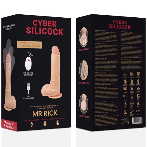 CYBER SILICOCK - Mr Rick élethű mozgó dildó távirányítóval, újratölthető, 20,9 cm