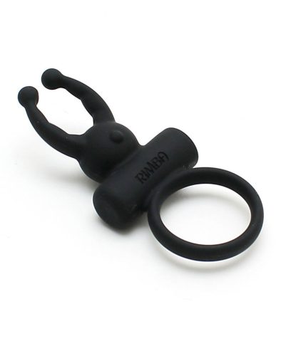 RIMBA – Rome gömbös nyuszifüles vibro gyűrű, fekete