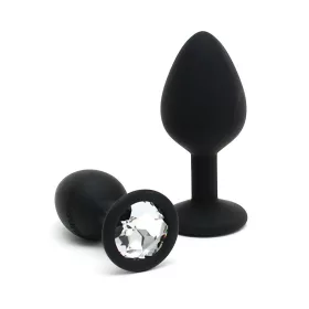  RIMBA – Berlin Bling szilikon anál plug szett strasszkővel, 2 méretben, fekete