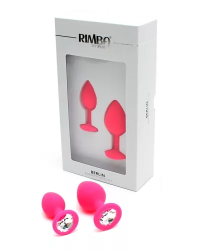 RIMBA – Berlin Bling szilikon anál plug szett strasszkővel, 2 méretben, rózsaszín