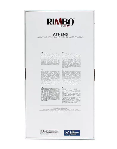 RIMBA – Athens vibráló gésagolyó, távirányítóval, újratölthető, fekete