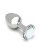 RIMBA – Sofia fém anál plug világoskék díszkővel, ezüst, 7,3 cm