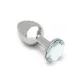 RIMBA – Sofia fém anál plug világoskék díszkővel, ezüst, 7,3 cm
