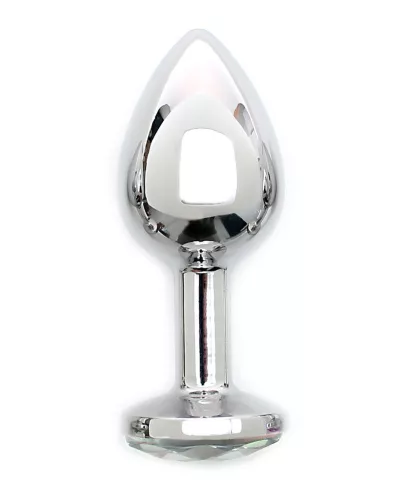 RIMBA – Sofia fém anál plug világoskék díszkővel, ezüst, 7,3 cm