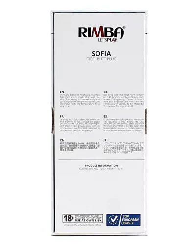 RIMBA – Sofia fém anál plug világoskék díszkővel, ezüst, 7,3 cm